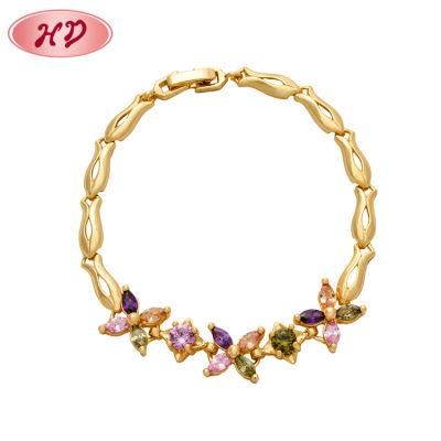 Women Zircon Imitation Jewelry Crystal Leaf Bracelet