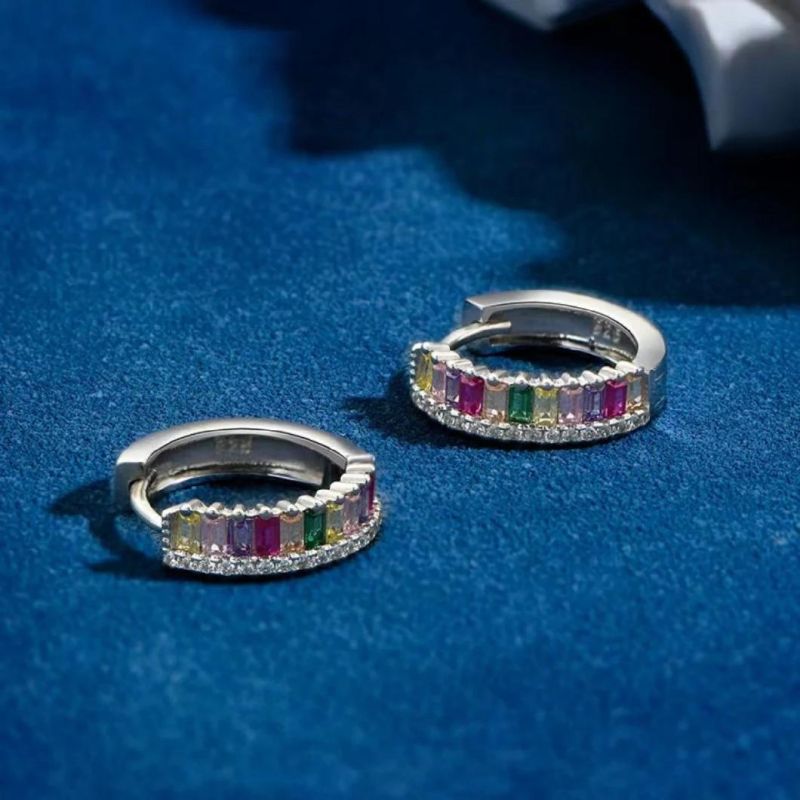 Europe and America Cross-Border 2022 Summer New Design Color Zircon Earrings 925 Sterling Silver Earrings