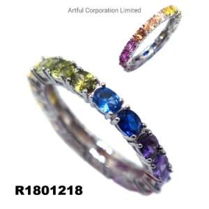 Multi-Color Popular Silver Wedding Ring
