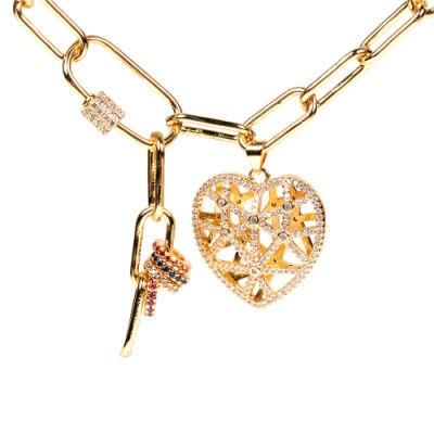 Fashion Love Accessories Women Valentines Gift Brass Heart Necklace