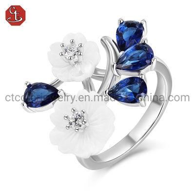 Fashion MOP Jewellery 925 Sterling Silver CZ Rings for Women