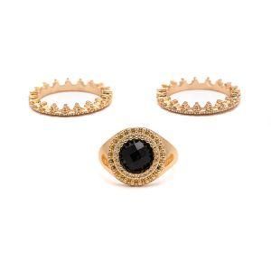 Fashion Jewelry Metal Alloy Vintage Gold Plated Woman Bead Rings Set