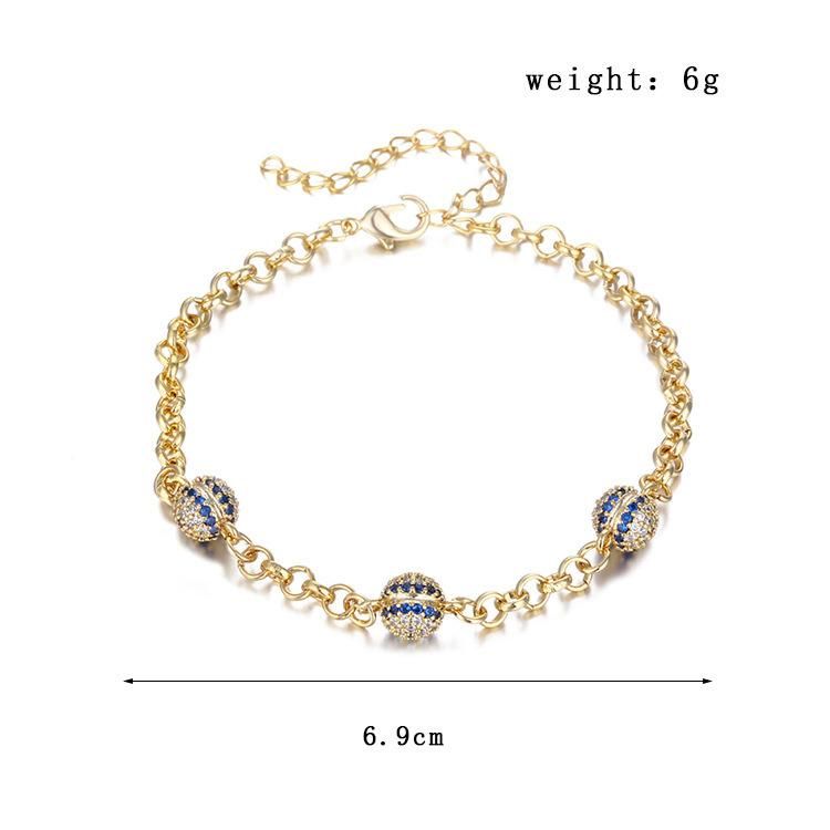 Fashion Micro Filling Blue Zircon Round Shape Bracelet Jewelry