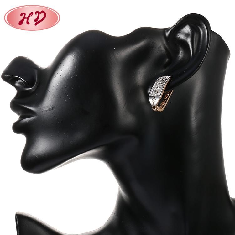Women 18K 14K Gold Plated Fashion Costume Imitation Jewelry with CZ Pearl Huggie Hoop Earring
