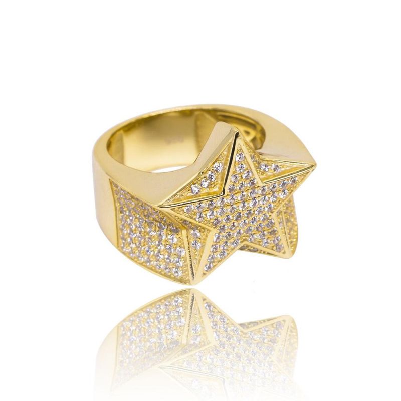 New Arrival Products 3D Star Design 14K Gold Plating Men′ S Ring