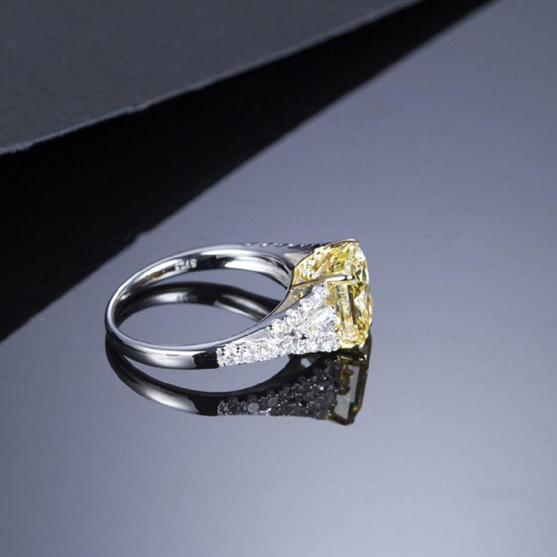 Fashion Jewellery 3.0CT Radiant Cut Shining Diamond Gold Plated Jewelry Elegant Sterling Silver 925 Rings
