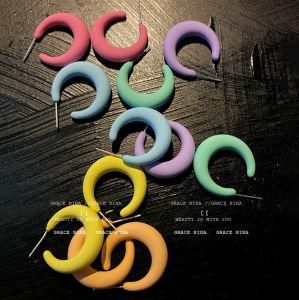 Korean Candy Color Circle Shape Acrylic Earrings