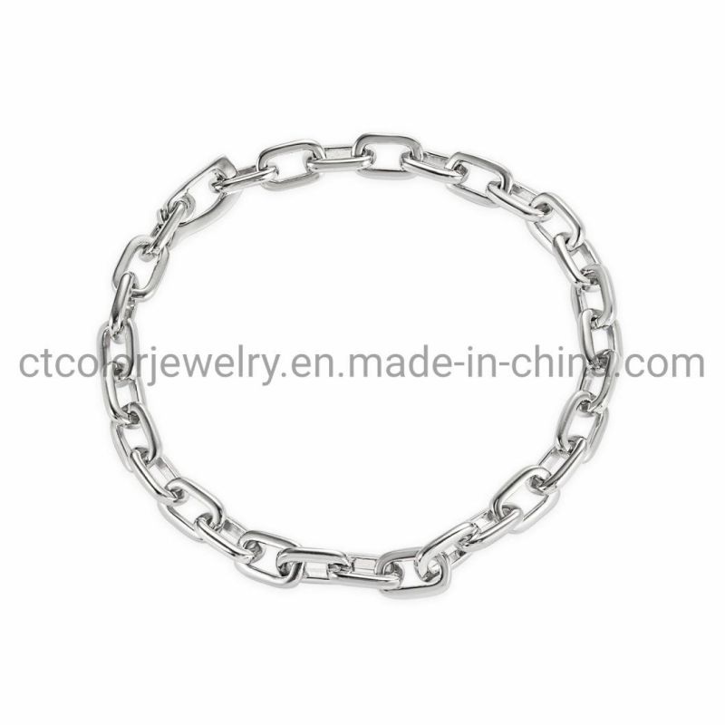 Trendy Popular Simple Jewelry 925 Sterling Silver Brass Hiphop man cuban link plain Bracelet