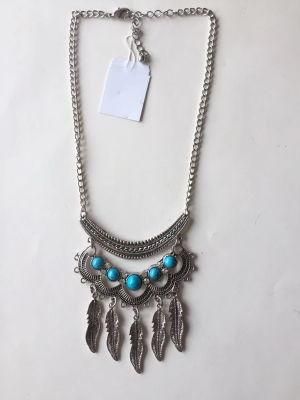 Fashion Necklace Chain Silver with Rhinestone and Metal Pendant 18~20+10cm