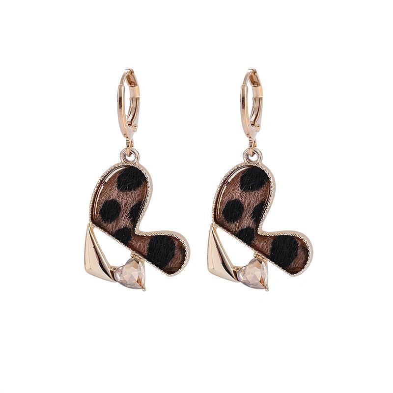 Leopard Print Flower Shape Alloy Retro Earring