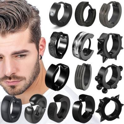 Punk Titanium Steel Ear Clip/Ear Stud Earrings for Men Women