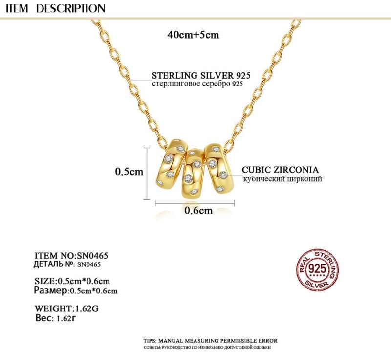Wholesale Fashion Personalized Gold Plated Cubic Zircon Clasp Pendant Necklace