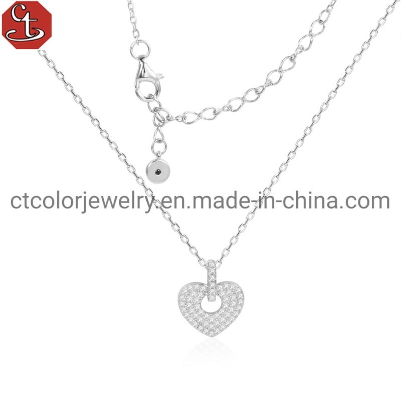 Custom Fashion Fine Jewellery 925 Silver Cubic Zirconia Fashion Accessories Jewelry Flower Pendant Necklace