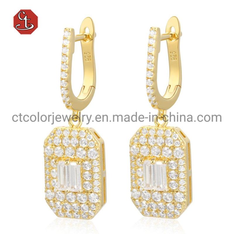 Trending custom fashion jewelry zircon Gold plated jewelry 925 silver Earrings