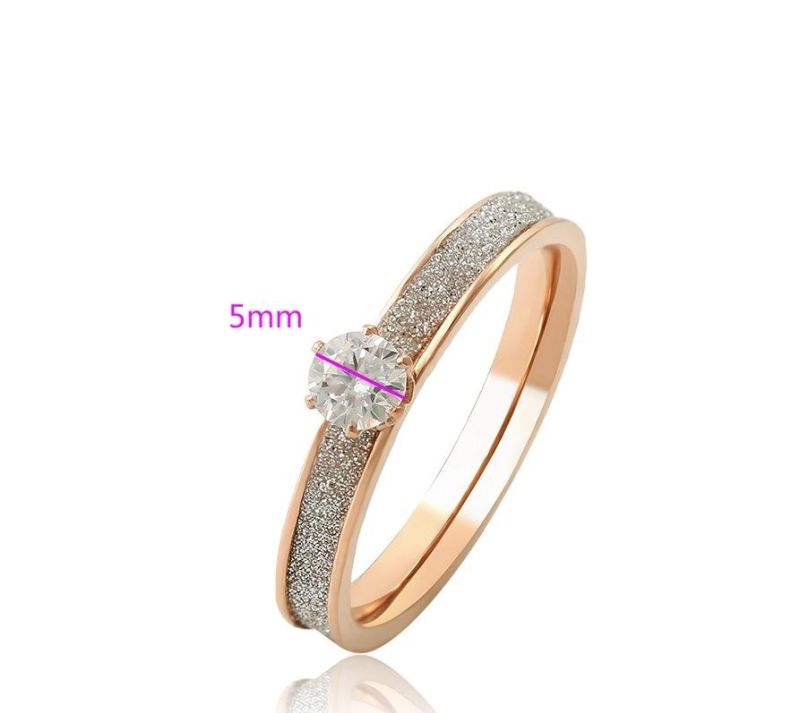 Fashion Stainless Steel Ring Matte Zircon Simple Ladies Rings Christmas Present