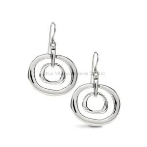 Women Alloy Drop Earrings Vintage Silver Round Shape Dangle Earrings Jewelry for Women Party Gift