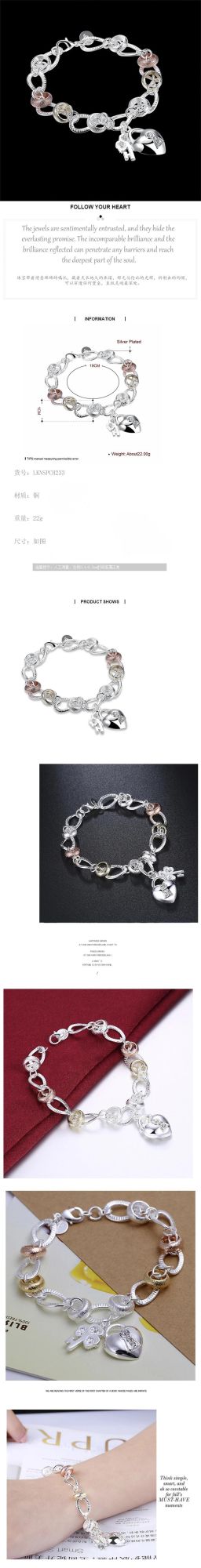 Factory Direct Heart-Shaped Pendant Flower Bracelet