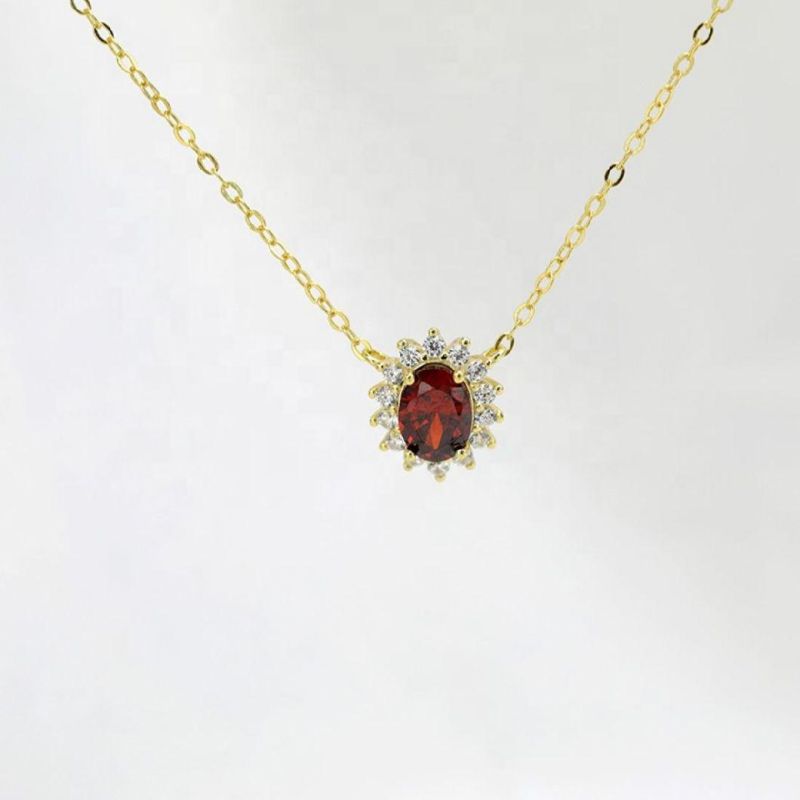 925 Sterling Silver Red Zircon Pendant Necklace for Women Luxury Temperament Wedding Party Jewelry Girlfriend