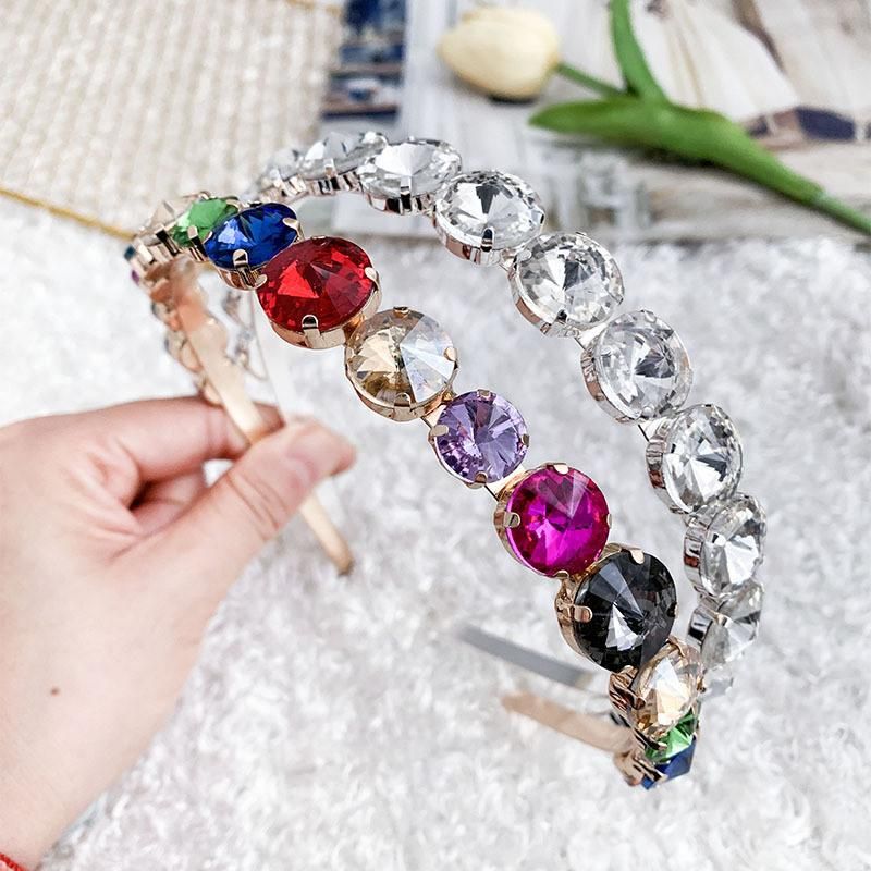Wholesale Fashion Bling Rhinestone Glass Stone Metal Hair Jewelry Headband for Girl 2022