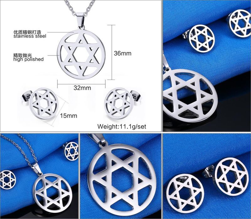 New Fashion Jewelry Set Handmade Hexagonal Star with 45" Chain