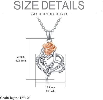 Roseflower Necklace Hot Selling Jewelry Pendant Rose Gold Plated Two Tone Jewel Fashion Gift for Lover Necklace