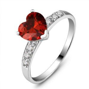 Infinity Diamond Pave Set Garnet Heart Diamond Engagement Wedding Ring