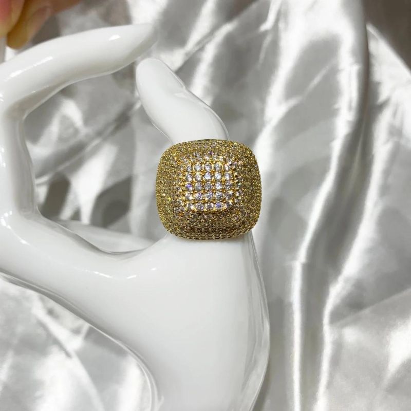 2022 Hip Hop Jewelry K Gold/925 Silver Gift Ring