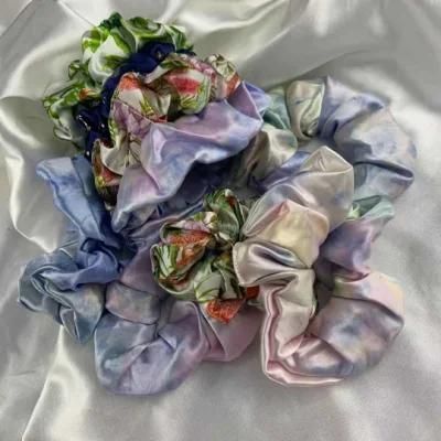 100% Mulberry Silk Print Hair Scrunchies for Woven