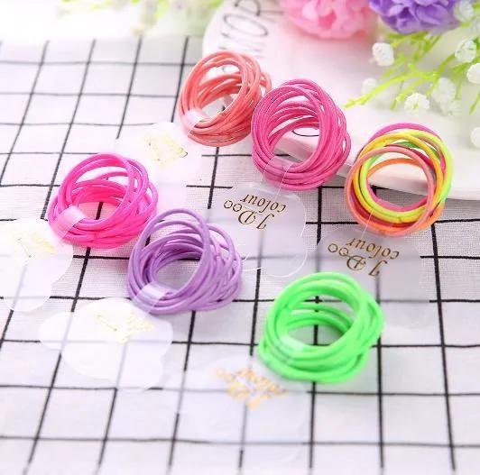 Multi Color Girls Hair Accessories 2mm Rubber Ponytail Hair Ties Elastic Rope Ring Loops Hair Bands