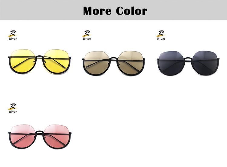 Round Half Frame Vintage Stock Women Sunglasses