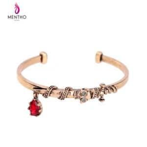 New Cheap Retro Personalized Inlaid Crystal Skull Alloy Women&prime;s Open Bracelet