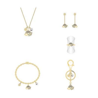 Lucky Jewelry Set Gold Cloud Rainbow Bridge
