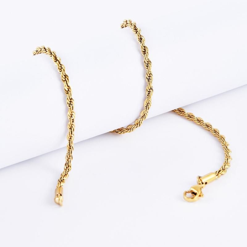 Fashion Jewel Gold Plated Stainless Steel OEM Clasp Necklace Anklet Bracelet Rope Chain Jewelry Handcraft Design