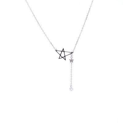 Factory Direct Sales S925 Sterling Silver Fashion Jewelry Lucky Pentagram Choker Chain Necklace