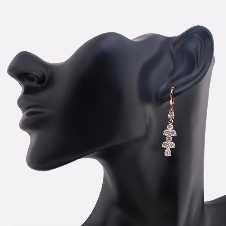 Factory Direct Sale Zircon 24K Saudi Gold Flower Drop Earrings Jewelry