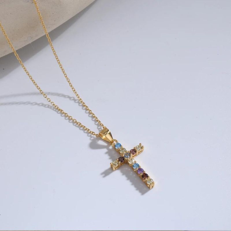 Jesus Cross Light Luxury Simple S925 Jewelry Gold Plated  Clavicle Chain