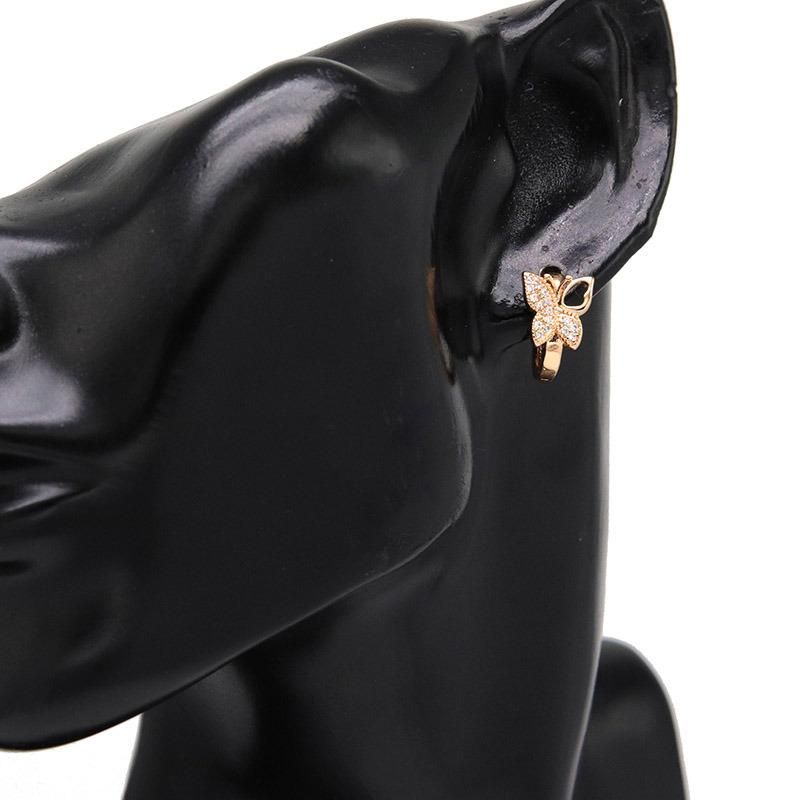 18K Gold Plated Small Hoops Luxury Zirconia Butterfly Earrings