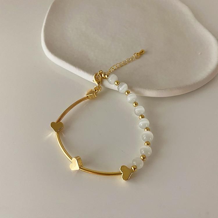 Metal Love-Shaped Opals Love Bracelet