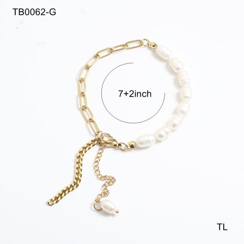 Manufacturer Custom Gold jewellery High Quality Waterproof Stainless Steel Gold Fashion Jewelry Gold Chain Pearl Bracelet
