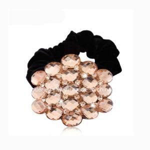 Hair Jewelry Flower with Crystal Hair Rope for Women