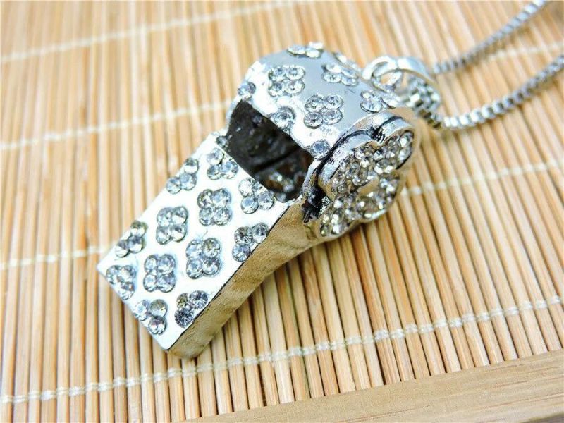 Crystal Glamour Whistle Pendant Necklace Sweater Chain