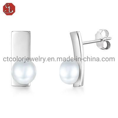Fashion Costume Imitation 925 Silver Jewelry and Brass Jewelry Fresh Water Pearl Earring for Women