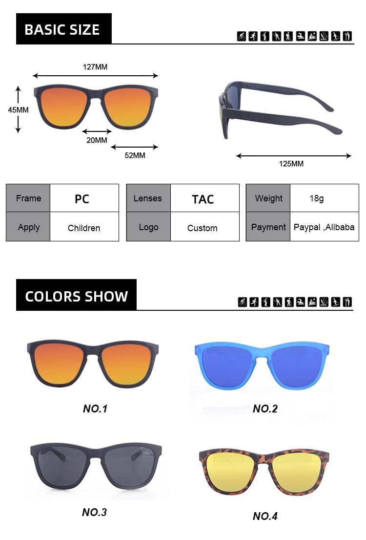 Factory Suppliers Girls Kids Baby Boys Black Polarized Sunglasses UV400 Sun Glasses Frame Children Eyeglasses Oculos De Sol