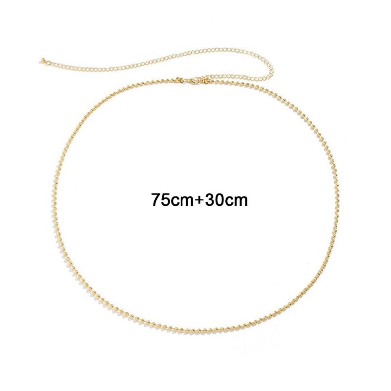 Wholesale Custom Women PVD 18K Gold Plated Stainless Steel Non Tarnish Free Waterproof Beaded Sexy Belt Belly Waist Body Chain