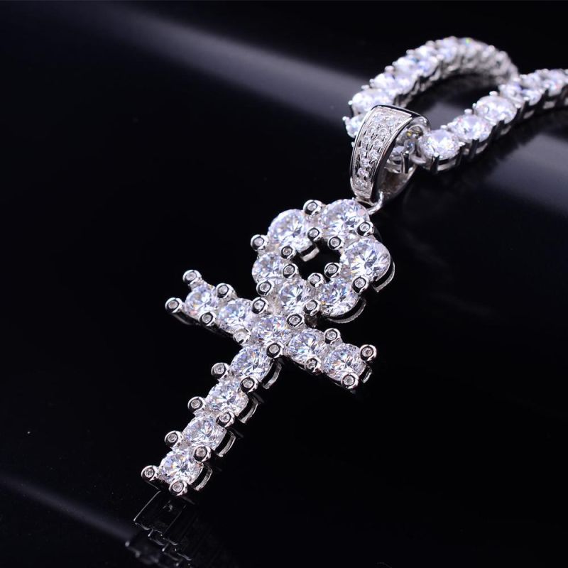 Bling Jewelry Hiphop Crystal Solitaire CZ Ankh Cross Pendant Jewelry