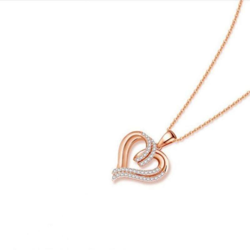 Newest Designer Gold Silver Plated Crystal Diamond Heart Pendant Necklace Jewelry