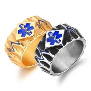Custom Stainless Steel Medical Sign Pinky Finger Rings for Men