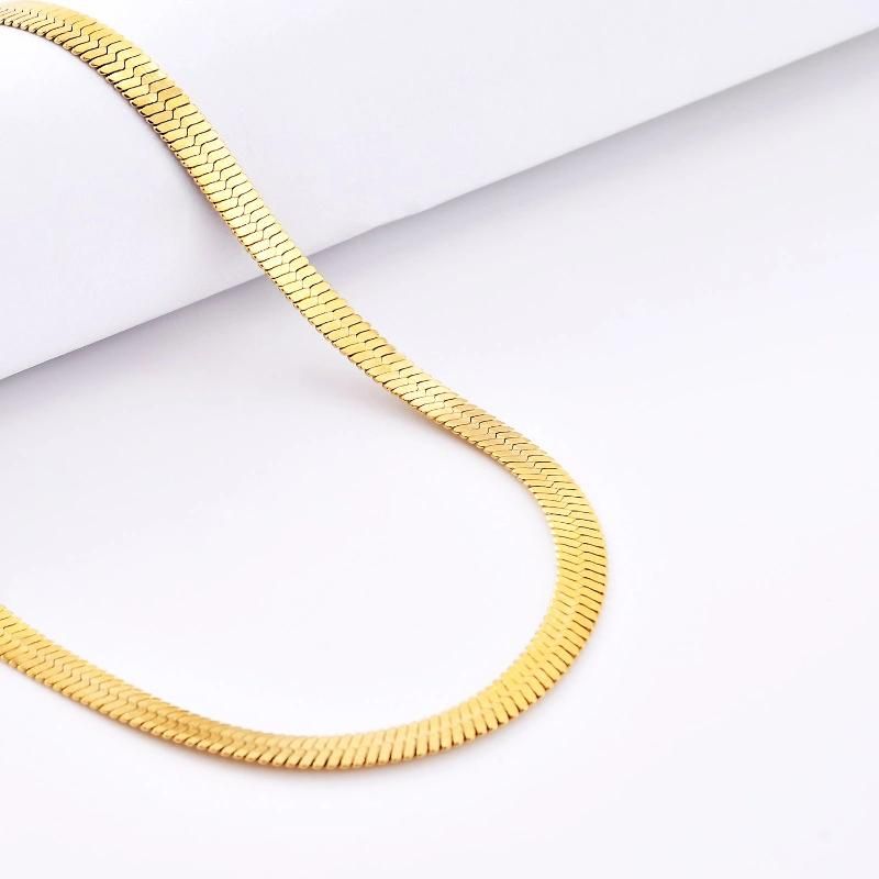 Fashion 18K Gold Plated 316L Stainless Steel Thin Snake Necklace for Layer Wearing for Women Ladies Girls