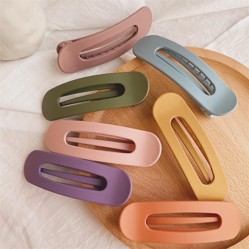 Ins Simple Hair Accessories Plastic Big Frosted Oval Baking Paint Hair Pin