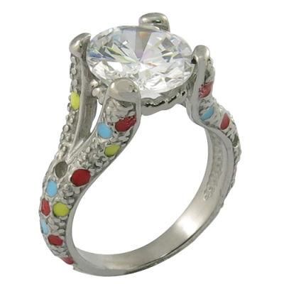 Genuine White Crystal Engagement Fashion Jewelry Ring